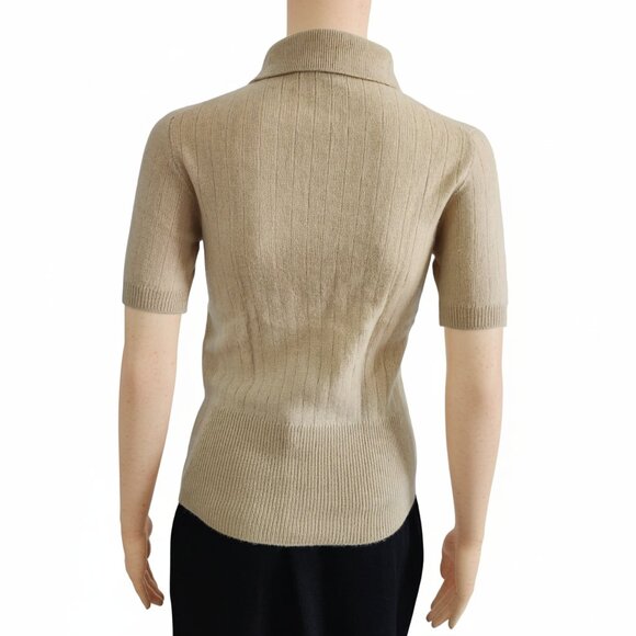 Vintage Jaeger Cashmere Sweater Pullover Collared Beige Scotland Womens Size 34 - Picture 4 of 6